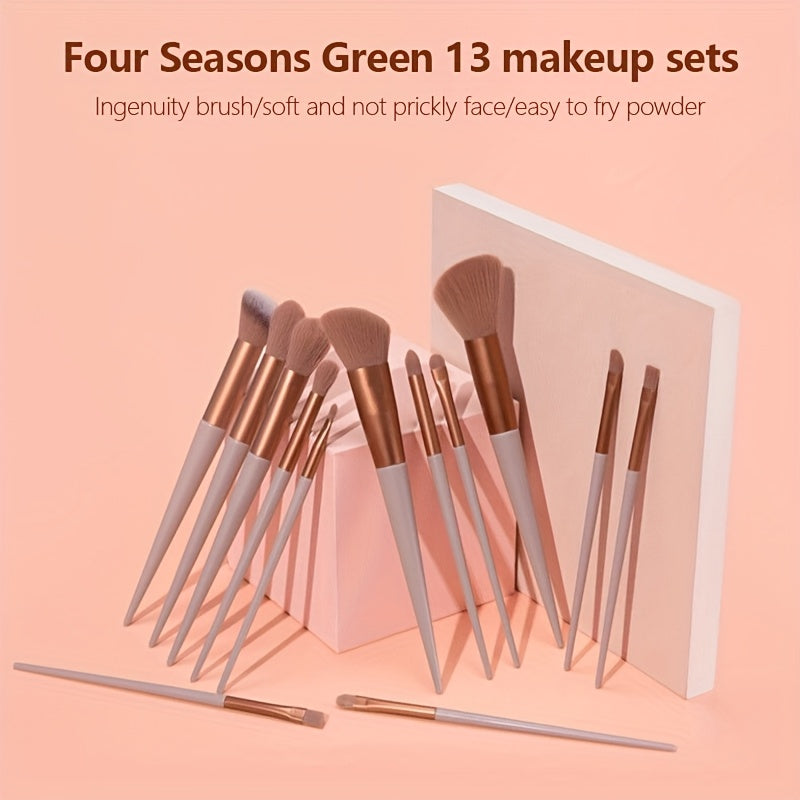13pcss Makeup Brushes Makeup Kit, Foundation Brush Eyeshadow Brush Make Up Brushes Set (Reddish Brown, 13pcs Set) Birthday And Valentine'S Day Easter Gifts